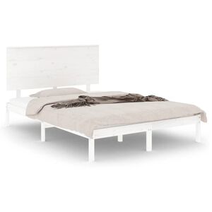vidaXL Cama sem colch&atilde;o 140x200 cm madeira de pinho maci&ccedil;a branco