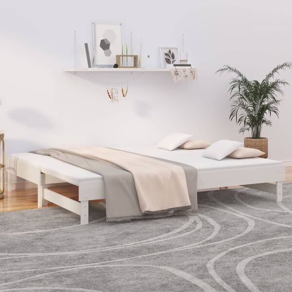 vidaXL Sof&aacute;-cama de puxar 2x(90x200) cm pinho maci&ccedil;o branco