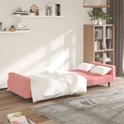 vidaXL Sofá-cama de 2 lugares veludo rosa