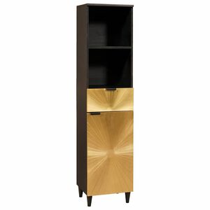 vidaXL Arm&aacute;rio de Banheiro com gaveta Preto e Ouro 38 x 33 x 160 cm