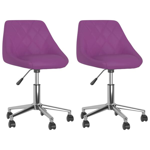 vidaXL Cadeiras de jantar girat&oacute;rias 2 pcs couro artificial roxo
