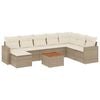 vidaXL 9 pcs conjunto de sof&aacute;s p/ jardim com almofad&otilde;es vime PE bege