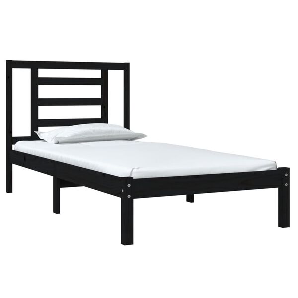 vidaXL Estrutura cama pequena solteiro 75x190 cm madeira maci&ccedil;a preto