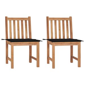 vidaXL Cadeiras de jardim c/ almofad&otilde;es 2 pcs teca maci&ccedil;a