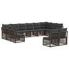 vidaXL Conjunto de Sof&aacute; de Jardim 12 unid. Cinzento vime PE