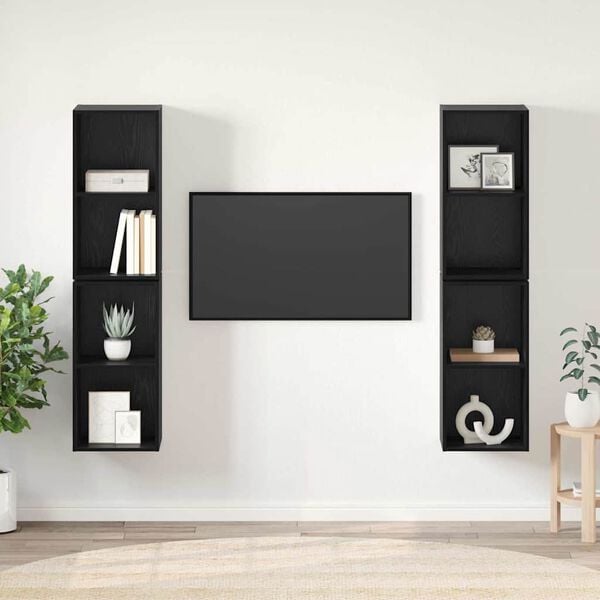vidaXL Conjunto de m&oacute;vel de TV 4 pcs Carvalho Preto 37 x 37 x 72 cm