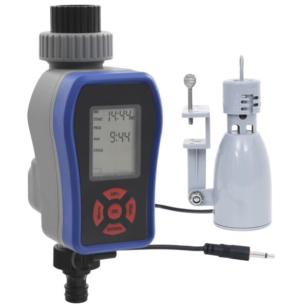 vidaXL Temporizador de &aacute;gua digital com sa&iacute;da &uacute;nica e sensor de chuva