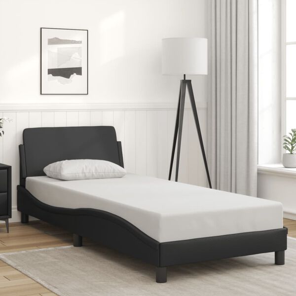 vidaXL Estrutura de cama Dover couro artificial 80x200 cm preto