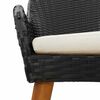 vidaXL Conjunto de Jantar para Jardim com almofada 3 pcs Preto vime PE