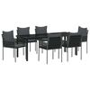 vidaXL Conjunto de Jantar para Jardim 7 pcs Preto e Cinza Rattan de PE