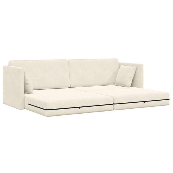 vidaXL Sof&aacute;-cama de ch&atilde;o 200cm Creme Veludo