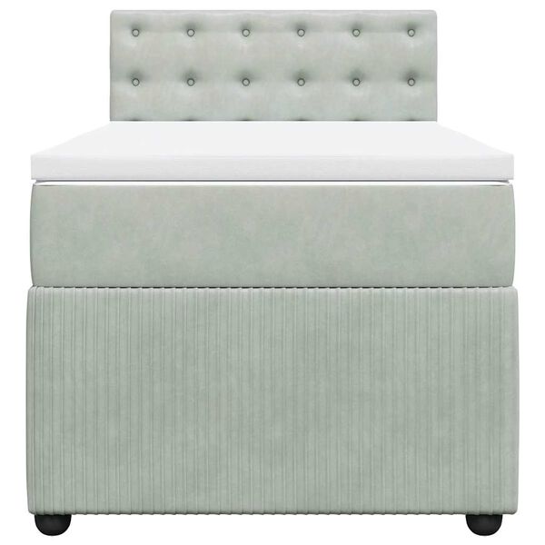 vidaXL Cama com molas/colch&atilde;o 100x200 cm veludo cinza-claro