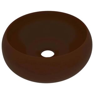 vidaXL Lavat&oacute;rio luxuoso redondo 40x15cm cer&acirc;mica castanho-escuro mate