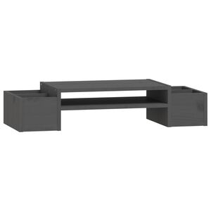 vidaXL Suporte para monitor 70x27,5x15 cm pinho maci&ccedil;o cinzento