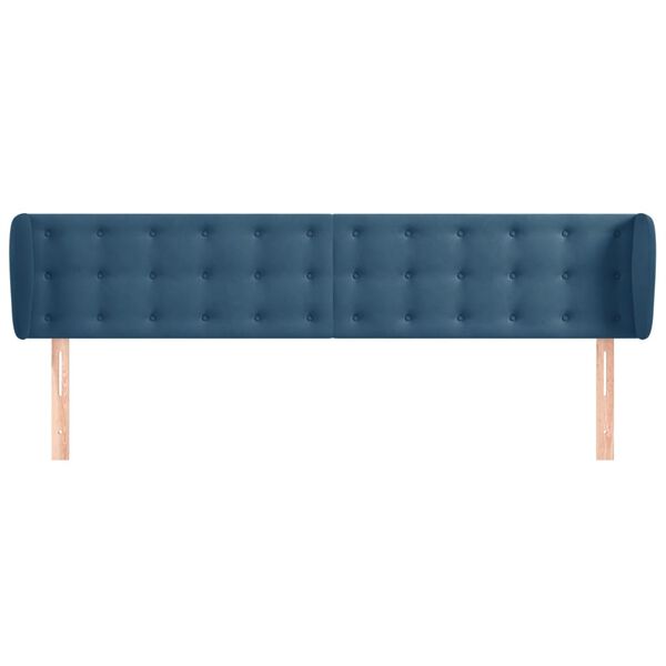 vidaXL Cabeceira de cama c/ abas veludo 203x23x78/88cm azul-escuro