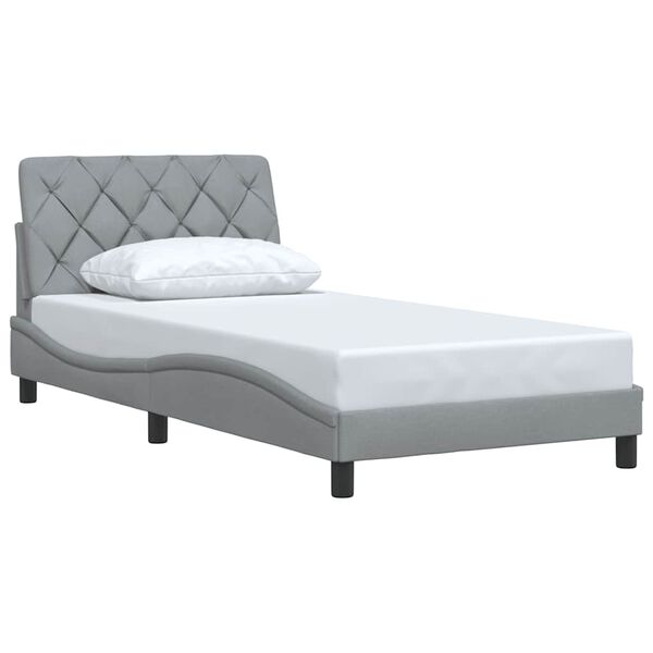 vidaXL Estrutura de cama sem colch&atilde;o 100x200 cm tecido cinzento-claro