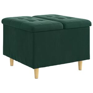 vidaXL Puff de armazenamento Verde Escuro 60 x 60 x 45 cm Veludo