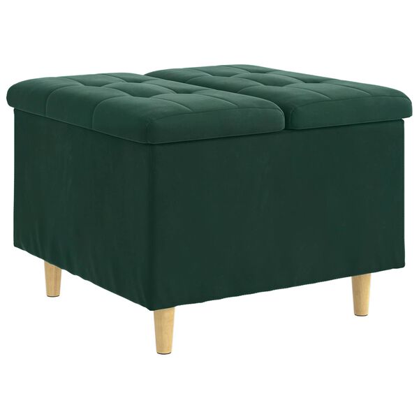 vidaXL Banqueta com almofada Verde Escuro 60 x 60 x 45 cm Veludo