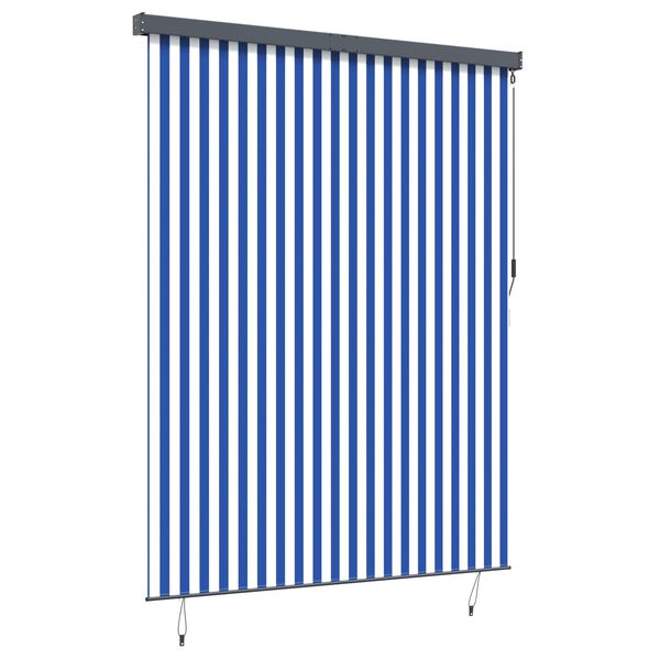 vidaXL Estores de rolo Azul e Branco 200 x 250 cm Tecido e Alum&iacute;nio