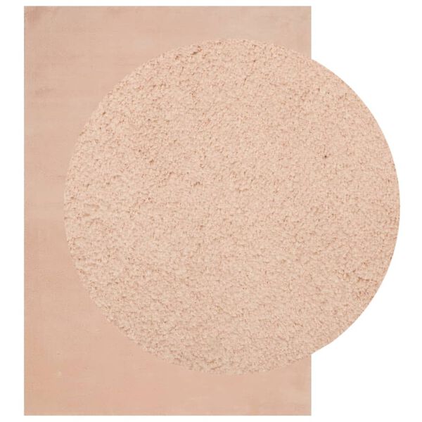 vidaXL Tapete pelo curto macio e lavável HUARTE 120x170 cm rosa-pálido