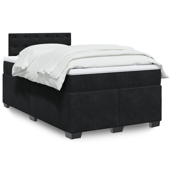 vidaXL Cama boxspring com colch&atilde;o 120x190 cm veludo preto