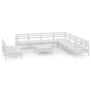 vidaXL 10 pcs conjunto lounge de jardim pinho maci&ccedil;o branco
