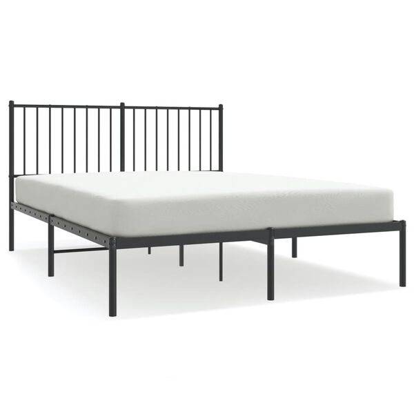 vidaXL Estrutura de cama com cabeceira 140x190 cm metal preto