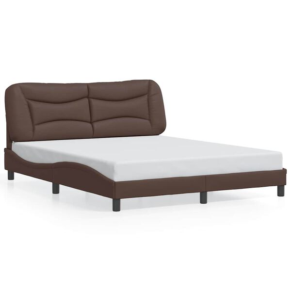 vidaXL Estrutura de cama sem colch&atilde;o Hvar 160x200cm couro artificial castanho