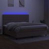 vidaXL Cama box spring colch&atilde;o/LED 200x200cm tecido cinza-acastanhado