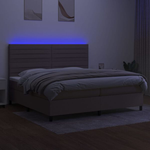 vidaXL Cama box spring colch&atilde;o/LED 200x200cm tecido cinza-acastanhado