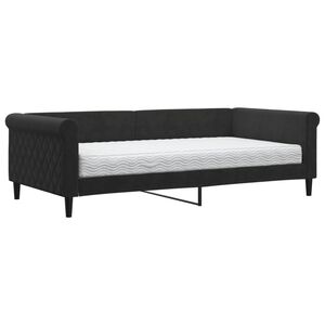 vidaXL Sof&aacute;-cama com colch&atilde;o 100x200 cm veludo preto