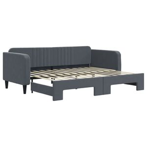 vidaXL Sof&aacute;-cama com gavet&atilde;o 90x200 cm veludo cinzento-escuro