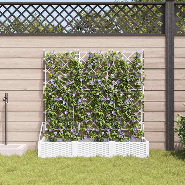 vidaXL Vaso de Jardim 3 pcs Branco 120 x 40 x 125,5 cm A&ccedil;o