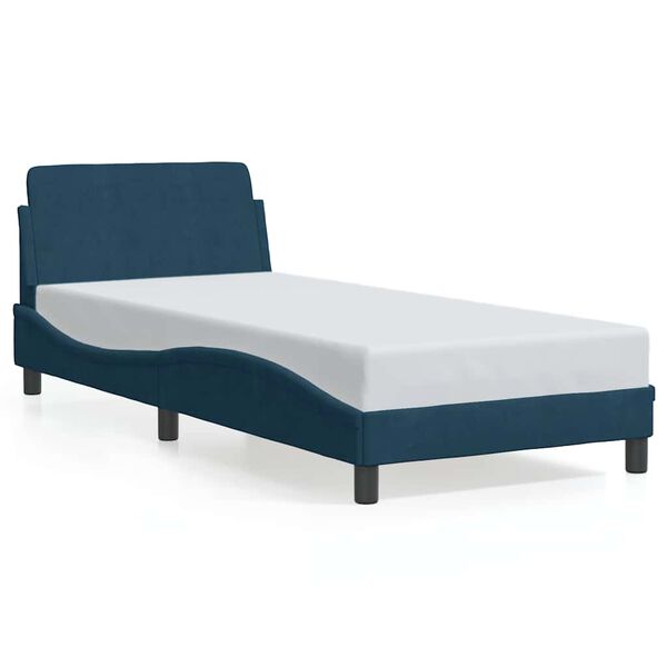 vidaXL Estrutura de cama com cabeceira Dover 90x200 cm veludo azul
