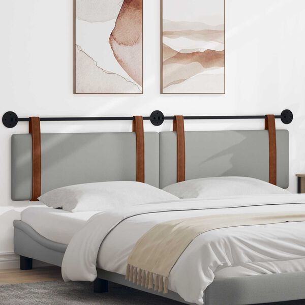 vidaXL Cabeceira Suspensa Liso Cinza Nuvem 210 x 55 x 5 cm PU Antigo