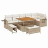 vidaXL Conjunto de Sof&aacute; de Jardim 11 unid. Bege e Creme vime PE
