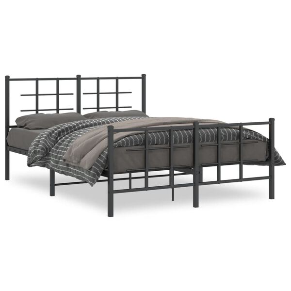 vidaXL Estrutura de cama com cabeceira e p&eacute;s 140x190 cm metal preto