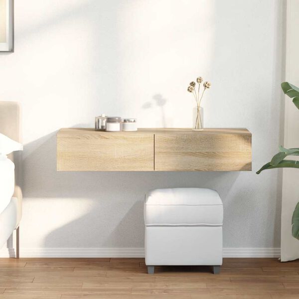 vidaXL Prateleira parede c/ gavetas 100x36x19 cm derivados de madeira