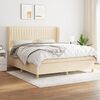 vidaXL Cama com molas/colch&atilde;o 180x200 cm tecido cor creme