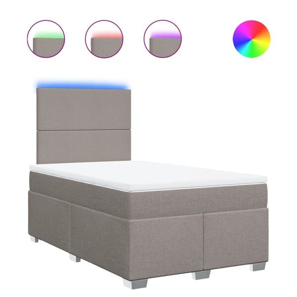 vidaXL Cama com molas/colch&atilde;o 120x200 cm tecido castanho-acinzentado