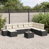 vidaXL Conjunto de Sofá de Jardim 8 pcs Preto e Creme vime PE