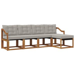 vidaXL Conjunto de Sof&aacute;s para Exterior 5 unid. Cinza Natural e Claro