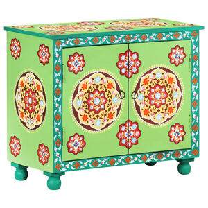 vidaXL Aparador pintado &agrave; m&atilde;o 70x35x60 cm mangueira maci&ccedil;a multicor