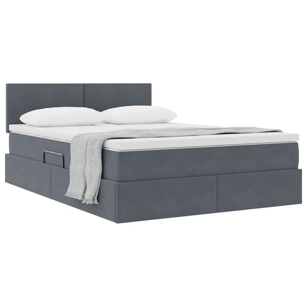 vidaXL Cama com Armazenamento Cinza Escuro 140 x 190 cm Veludo