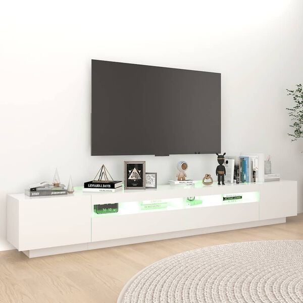 vidaXL M&oacute;vel de TV com luzes LED 260x35x40 cm branco
