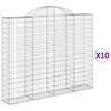 vidaXL Cestos gabi&atilde;o arqueados 10pcs 200x30x160/180 ferro galvanizado