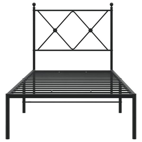 vidaXL Estrutura de cama metal s/ colchão c/ cabeceira 75x190 cm preto