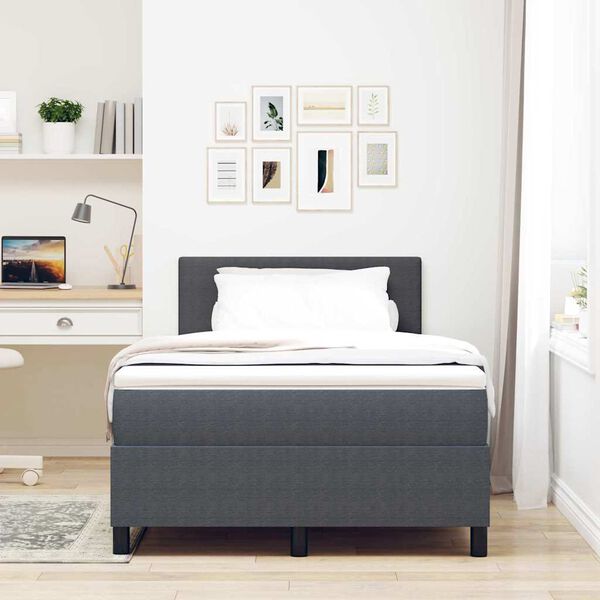 vidaXL Cama Box Spring LED Cinza Escuro e Branco 120 x 190 cm