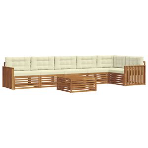 vidaXL Conjunto de Sof&aacute;s para Exterior 7 pcs Natural e Creme