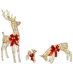 vidaXL Decora&ccedil;&atilde;o de Natal fam&iacute;lia de renas 3 unid. 200 LED